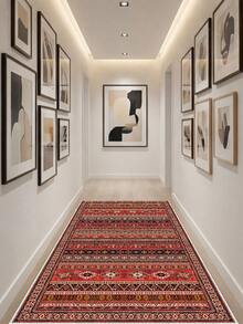 Digitally Printed Non-Slip Washable Runner And Area Rug Living Room Carpet, Modern Design | Modern, Scandinavian, Bohemian And Classic Styles | 100% Polyester - Red - View 7