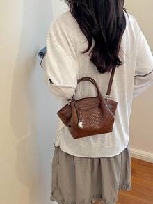 Women's Mini Shoulder Bag Versatile Commuter Bag Underarm Bag Popular Shoulder Bag Handbag - Brown - View 13