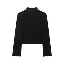 DEEKA kort blazer för dam, höstnyhet, europeisk och amerikansk stil, minimalistisk och mångsidig design - Svart - Visa 3