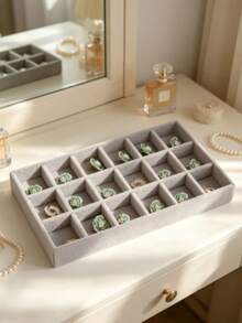10pcs/1pc Jewelry Tray, Jewelry Storage Tray, Jewelry Display Tray, Stackable Drawer Jewelry Storage Box, Multi-Functional Jewelry And Accessories Display And Storage Box, Velvet Jewelry Tray, Mesh Jewelry Tray, Jewelry Box, Jewelry Storage Box, Drawer Storage Box, Suitable For Earrings, Necklaces, Bracelets, Rings And Other Jewelry Of Various Sizes, Jewelry Storage Box. - Grey - View 1