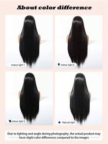 13*4 HD蕾絲假髮，150%密度，高品質舒適女士蕾絲假髮，黑色假髮，30英吋超長直髮，耐熱合成纖維材質，適合度假、旅行、家庭聚會、Cosplay和日常穿戴，萬聖節、聖誕節、齋月假髮 - 黑色 - 查看 12