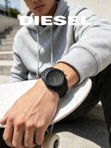 Diesel Men's Black Quartz Watch, Round Dial Wristwatch, Bold , Silicone Strap, Casual Everyday Watch, DZ1437 - Black - View 4