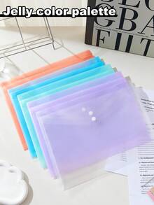 5/10/20pcs A4 Snap Closure File Folders, Waterproof Plastic Material, Suitable For School, Office, Teachers, Students, Home Use, Back To School Reports, Artwork, Project Storage, Moisture-Proof, Neat And Portable, Suitable For Desk, Backpack, Classroom, Labelable, Space-Saving - Sets - View 4