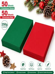 15pcs 250G Cardstock, 5X7 Inch Blank Colored Cardstock, Christmas Red/Green Cardstock, Blank Greeting Card Base Paper, Thank You Card Making Paper, Handmade Cardstock, Trading Card Thick Paper, Handmade Invitation Paper - Set - View 1