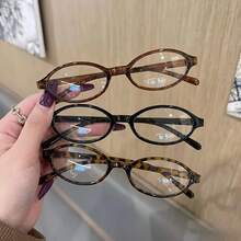 2 قطعة نظارات نسائية بإطار بيضاوي صغير وعدسات شفافة، نظارات كمبيوتر بأسلوب ريترو Y2K، إطار بيضاوي صغير بأسلوب شارع شخصي - متعدد الألوان - مشاهدة 3