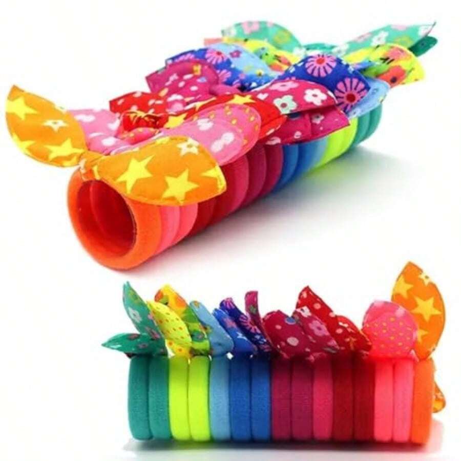 2/5/10pcs/Set Colorful Rabbit Ear Hair Ties, Women's Cute Cartoon Bow Hair Bands, Rubber Bands For Hair (Random Color)