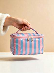 1pc Striped Portable Gift Storage Bag, Holiday Large Capacity Tote Bag, Storage Box, Essential Gift For Friends On Holidays Or Birthdays - Multicolor - View 7