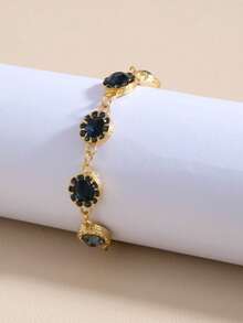 1pc Autumn/Winter Vintage Tea Color Bracelet, Niche Luxury Elegant Delicate Adjustable Slide Clasp Hand Jewelry - Olive Green - View 3