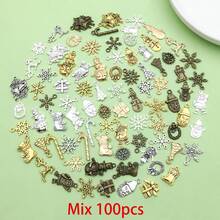 20/100pcs Alloy Christmas Charms Mixed Santa Snowman Snowflake Bell Gift Box Pendants For DIY Bracelet Necklace Jewelry Making Supplies - Multicolor - View 8