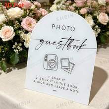 1pc Bohemian Arch Acrylic Wedding Photo Guest Book Album Picture Frame, For Wedding, Party, Event, Table Decor, 7.87x9.45 Inch - Arch - View 5
