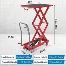 Hydraulic Lift Table Cart Double Scissor Elevating Platform Stand With Wheels For Material Handling Transportation In Warehouse Workshop, Heavy Duty Steel Loading Truck Station, Modern Style, Red - Red - View 7