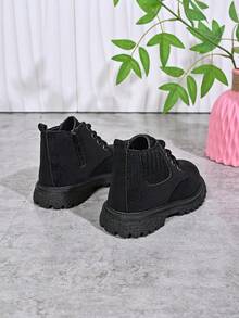 Kids' Boots For Boys And Girls, Autumn New Side Zipper Ankle Boots, Thick Sole Fashion Work Boots - Black - View 6