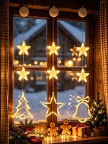 1pc Star Christmas Tree Decorative Suction Cup Light, Indoor Window ...
