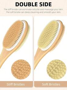 1pc Long Handle Bath Brush, Double-Sided Bath Brush, Soft And Hard Bristle Brush Head, Daily Bathing Exfoliating Body Brush - Multicolor - View 5
