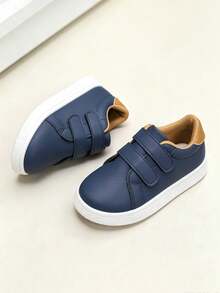 1 Pasang Sepatu Olahraga Anak Unisex Serbaguna, Nyaman, Kasual, Anti Selip, Datar, untuk Semua Musim dengan Perekat Velcro - Biru - View 4