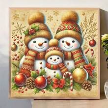 1PC DIY 5D Diamond Painting Kit Christmas Snowman Pattern - Round Full Drill Art Mosaic Craft, Home Wall Decor, Unframed - No Frame - View 2