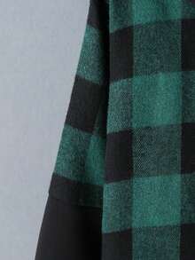 Boys' All-Season Casual Fashion Commute School Long Sleeve Plaid Hooded Button-Up Shirt - Dark Green - View 4