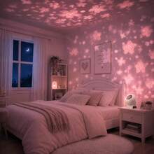 Cherry Blossom Projection Lamp 3 Pieces Set (Projection Lamp + Base + USB Cable), 360° Adjustable, Projects Dynamic Spring Cherry Blossoms, Suitable For Bedroom, Party, Christmas, Halloween, Birthday Gift - White - View 7