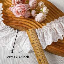 Pita Renda Eyelet Lebar 7cm 2Y/5Y, Hiasan Renda Ruffle Putih untuk Menjahit Kelim Gaun, Tepi Kerah, Pakaian Boneka DIY - A - View 2