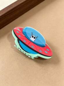 1pc Women's Y2K Millennium Style Space UFO Large Hair Claw Clip, Cute Alien Pattern, Home & Outing Half-Up Hair Fun Hair Claw - Multicolor - View 3