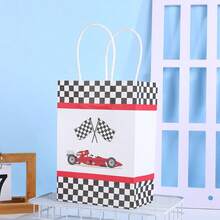 Durable Paper Building Block Gift Bags, Cute Block‑Embossed Pattern Red Blue Green Yellow Rectangular Handle Treat Bags For Kids Building‑Brick Themed Birthday Party Candy Favor Supplies - View 6