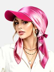 1pc Women's Gradient Color Satin Brim Headscarf Square Bandana Duck Bill Cap Outdoor Sun Protection Headwrap Suitable For Daily Use - Multicolor - View 8