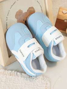 1 Pair Kids' Hook & Loop Colorblock Casual Sports Shoes - Blue - View 1