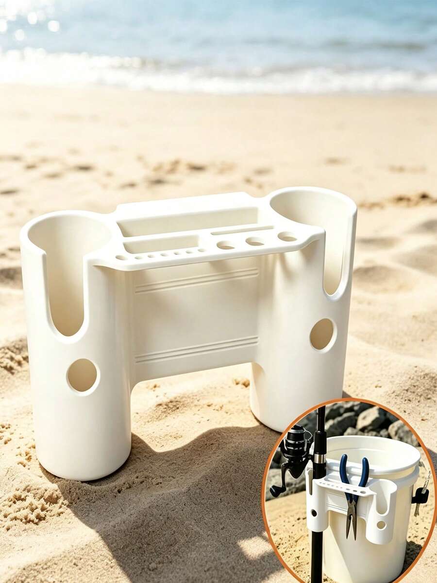 Clip-On Fishing Rod And Tackle Storage Rack, Bucket-Style Fishing Rod Holder With Buckle Storage Rack, Equipped With Clip-On Fishing Rod Holder, Tool Slot, Pliers Holder And Tackle Hole, Fishing Bucket Not Included, Suitable For Fishing Enthusiasts - Multicolor - View 1