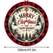 1件裝紅黑格紋鹿圖案聖誕樹裙，優雅節日裝飾，5種尺寸，中性節日禮物，適用於居家與派對聖誕家居裝飾 - 紅黑格麋鹿 - 查看 15