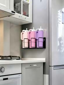Multifunctional Magnetic Cup Holder Space-Saving Design 3-Tier Refrigerator Storage Rack Suitable For Cups, Glassware And Water Bottles Strong Magnetic Base Perfect For Kitchen And Bathroom Storage Modern Kitchen Accessory - Multicolor - View 10