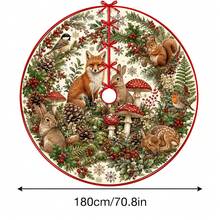 1件裝動物蘑菇圖案聖誕樹裙，優雅配色節日裝飾，5種尺寸，中性節日禮物，適用於居家與派對聖誕裝飾 - 動物蘑菇 - 查看 11