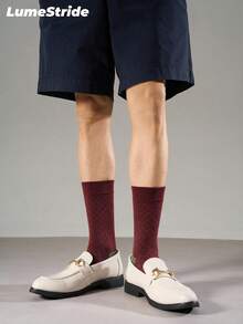 Men Crew Socks | Business & Everyday | Versatile Moisture-Wicking And Breathable Socks | Comfortable Cotton | All-Match Style - Burgundy - View 3