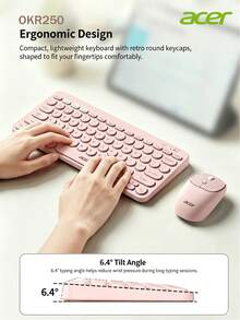 Acer Wireless Bluetooth Keyboard And Mouse Set, Quiet Office Use, Rechargeable, Slim And Portable, Suitable For Girls, Compatible With Desktop Computer, Laptop, Phone, Mac, Tablet, IPad [Computer/Tablet/Phone Compatible] - View 1