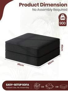 Boneless Sofa Bed - Black - 1 Stool - View 3