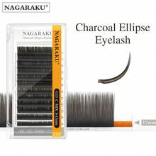 NAGARAKU 0.15mm 0.20mm BCD 8-15mm Mixed Flat Oval Charcoal Gray Eyelash Extensions With Split Tips, Matte Gray Super Soft Natural Flat Shape Lash Clusters, Single Lashes, False Eyelashes - Black - View 2