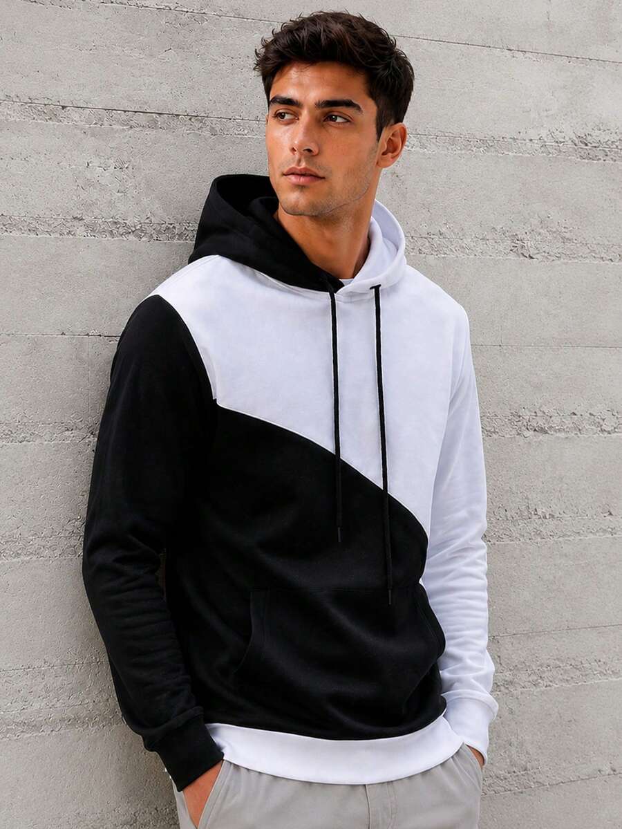 Men's Color Block Sweatshirt With Thermal Lined For Autumn/Winter