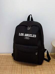 1pc Solid Color Men's Fashion Backpack, Versatile Large Capacity Casual Commute Student Backpack For Men And Women - Black - View 3