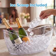 INNOVATIVE LIFE 2pcs Clear Acrylic Boat-Shaped Ice Bucket With Ice Scoop - Thickened Shatterproof Suitable For Wine, Beer, Champagne, Parties, Camping, Outdoor, Plastic Beverage Tub For Gatherings - View 6