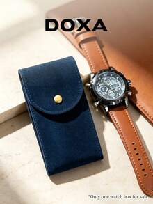 DOXA Mini Lightweight Watch Protective Storage Bag, Business Travel Gift Watch Pouch - Navy Blue - View 4