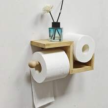 Toilet Paper Holder Toilet Tissue Box Storage Rack Wall Mounted Installation Tissue Dispenser Bathroom Roll Paper Holder Toilet Paper Rack Bathroom Tissue Holder Multi-Functional Storage Shelf - Apricot - View 5