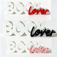 Book Decor, Modern Minimalist Bookshelf Accessory, Plastic Letter Sculpture Decoration, Suitable For Home Office Desk, Cute Gift For Book Lovers, Suitable For Bookworms, Librarians And Teachers (Black/Pink/Red), Enhances Home Aesthetics - Multiple Styles - View 12