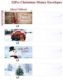 12pcs Realistic Christmas Envelopes With Snowman, Christmas Tree And Red Truck Patterns, Christmas Cards, Mailing Bags, Christmas Card Packaging, Christmas Money Bags, Christmas Party Gift Bags, Christmas Party Supplies, Christmas Decorations, 2027 New Year Gifts, Christmas Party Decorations, Merry Christmas Decoration For Home, Merry Christmas - Multicolor - View 7