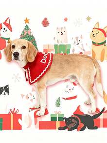 Customizable Christmas Cat Scarf, Personalized Engraved Pet Shawl, Suitable For Dogs, Multiple Fonts Available For Holiday Decoration - Multicolor - View 2