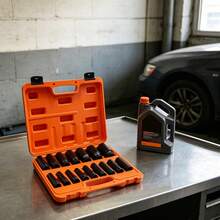 Vintoro 16Pcs 6 Point Impact Socket Set, Heavy Duty Impact Socket Kit, Rust Resistant Drive Socket Accessories, Durable Impact Wrench Socket Tool Set, Anti-Slip Hex Socket For Auto Repair, Practical Mechanical Maintenance Tool, Ideal For Car Repair - A - View 1