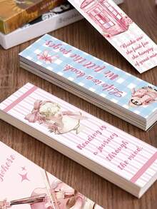30pcs Pink-Themed Bookmarks For Reading, Page Markers, And Book Decorations-Creative Gifts Perfect For Winter And The New Year - View 3