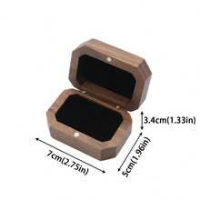 1 Piece Personalized Octagonal Walnut Two‑Slot Ring Box, Custom Unique Ring Box For Proposal, Engagement, Wedding And Anniversary - Multicolor - View 2