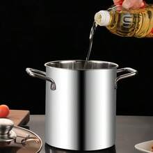 304 Stainless Steel Deep Fryer Pot For Home Use, Small Fryer Pot, Induction Cooktop Compatible, Oil-Saving Deep Pot With Dual Handles, Fryer With Strainer, Soup Pot - View 6