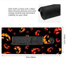 1pc Halloween Design Desk Mat Pumpkin Expression Mouse Pad XXL Large Extended Gaming Mousepad Man Women Office Decor Desk Pad, Big Laptop Computer Keyboard And Mouse Mat With Stitched Edges - View 4