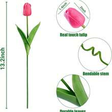 5/20pcs Artificial Yellow Tulips, Suitable For Mother's Day Gift, Wedding Decoration, Home Design Decor, Bedroom, Living Room, Birthday Party, Valentine's Day Decoration - Hot Pink - View 3
