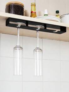 1pc No-Drill Hanging Wine Glass Rack, Cabinet Under-Mount Stemware Storage Holder, Thickened ABS Material With Rounded Edges To Protect Glasses, Space-Saving Easy Installation Anti-Slip Nail-Free Glassware Organizer For Kitchen, Bar, Restaurant, Cafe - A - View 6